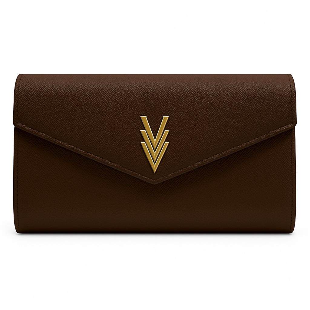 Bi-Fold Wallet Brown with Multiple Compartments and Logo