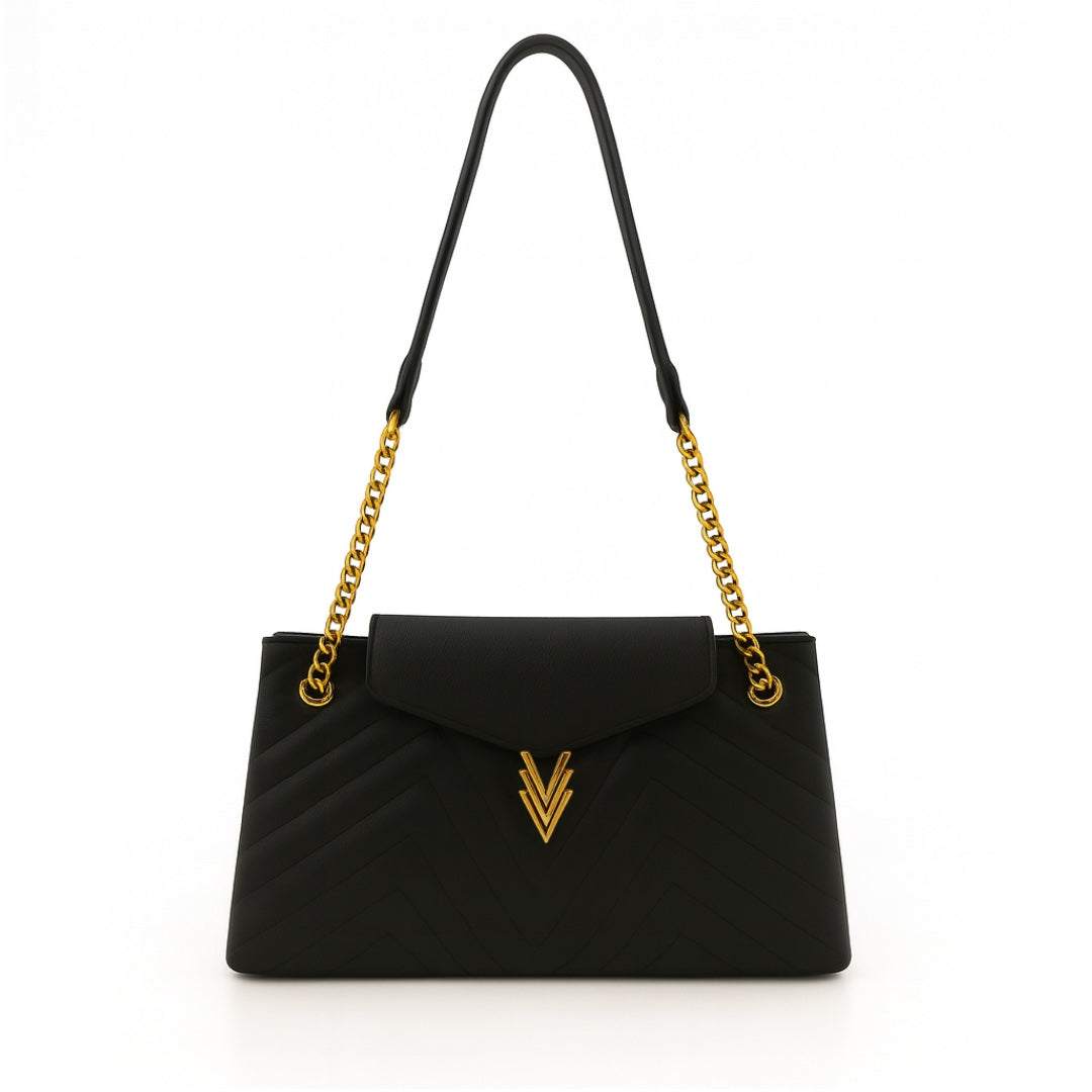 Tilly Medium Quilted Purse Black made from Vegan Leather - VAGOSHOPS