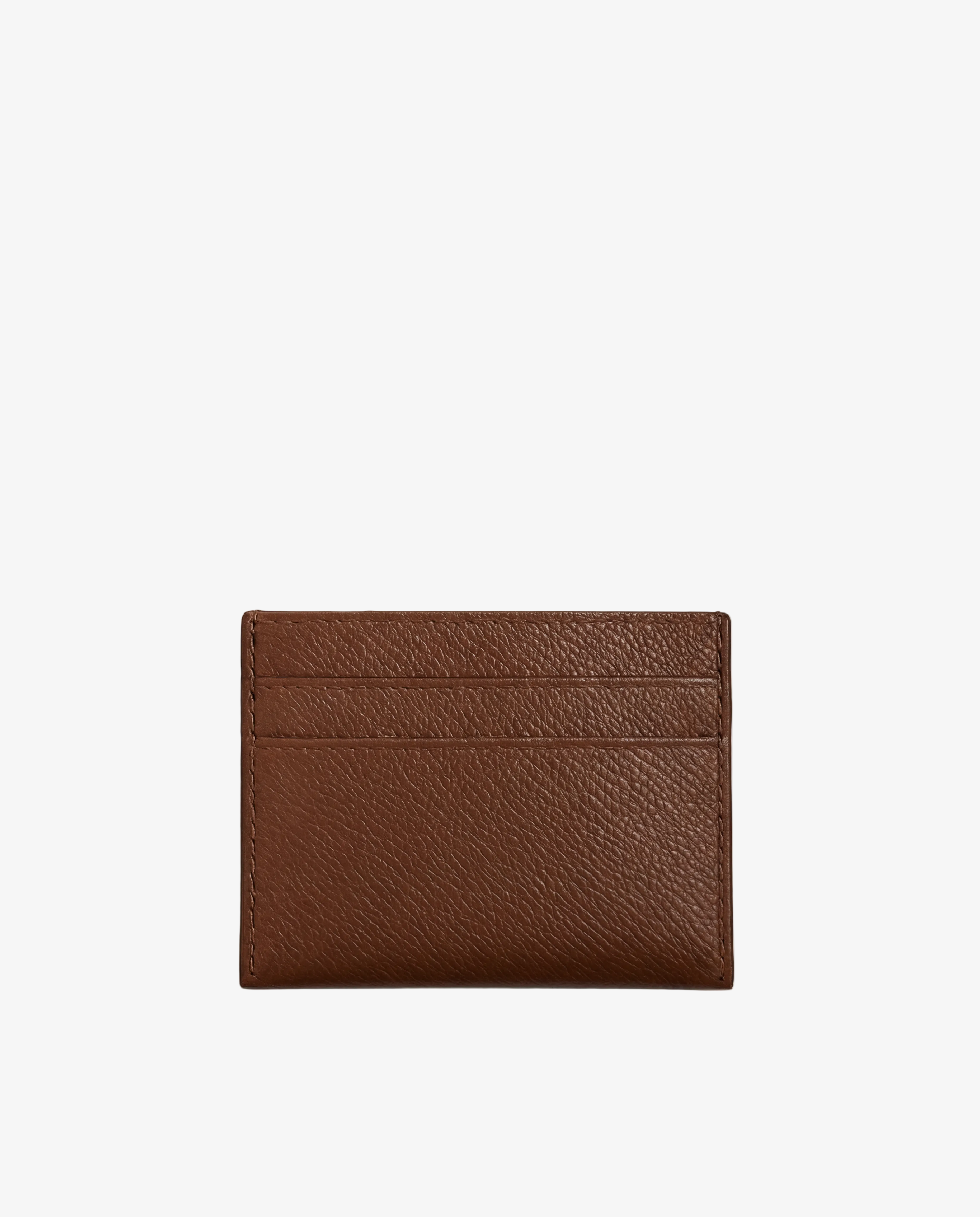 Brown leather cardholder on a light gray background