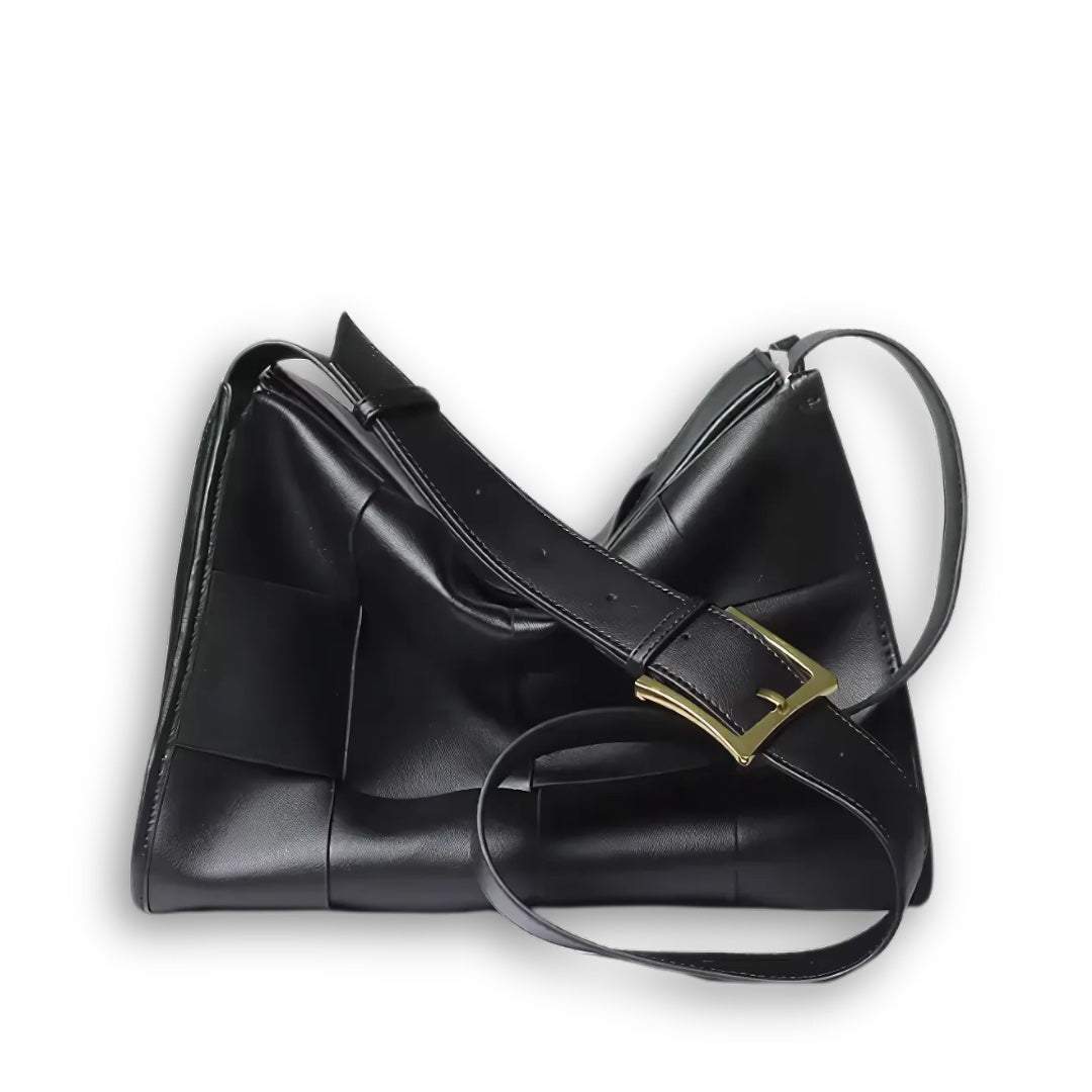 Woven Leather Purse Handbag with Dual Adjustable Straps