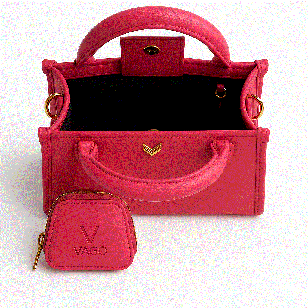 Brooke Small Purse Vibrant pink Vegan Leather Handbag - VAGOSHOPS