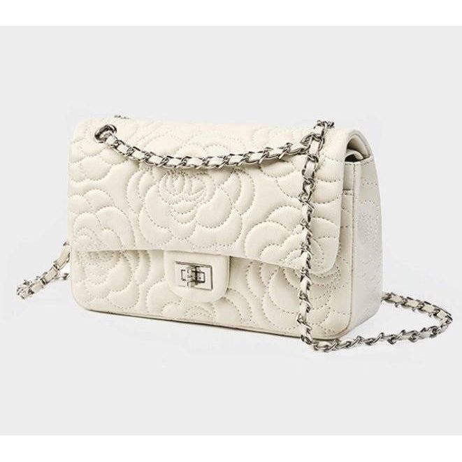 Ivory Chiara Quilted Bag – Handmade 100% Leather Handbag by VagoShops