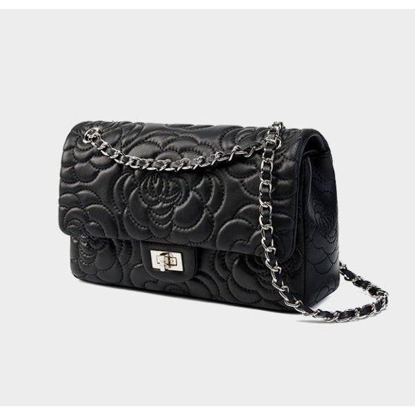 Black Chiara Quilted Shoulder Bag – Crafted from 100% Genuine Leather
