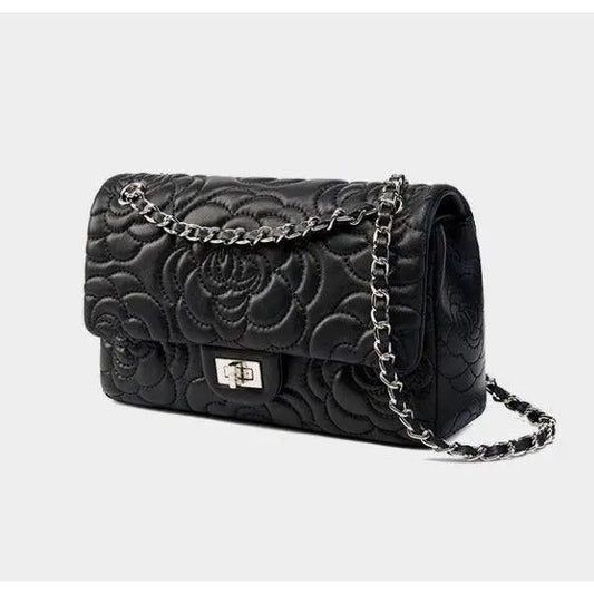 Black Chiara Quilted Shoulder Bag – Crafted from 100% Genuine Leather
