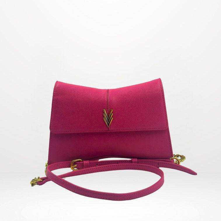 Clara Bow Bag Hot Pink with Adjustable Strap and Logo