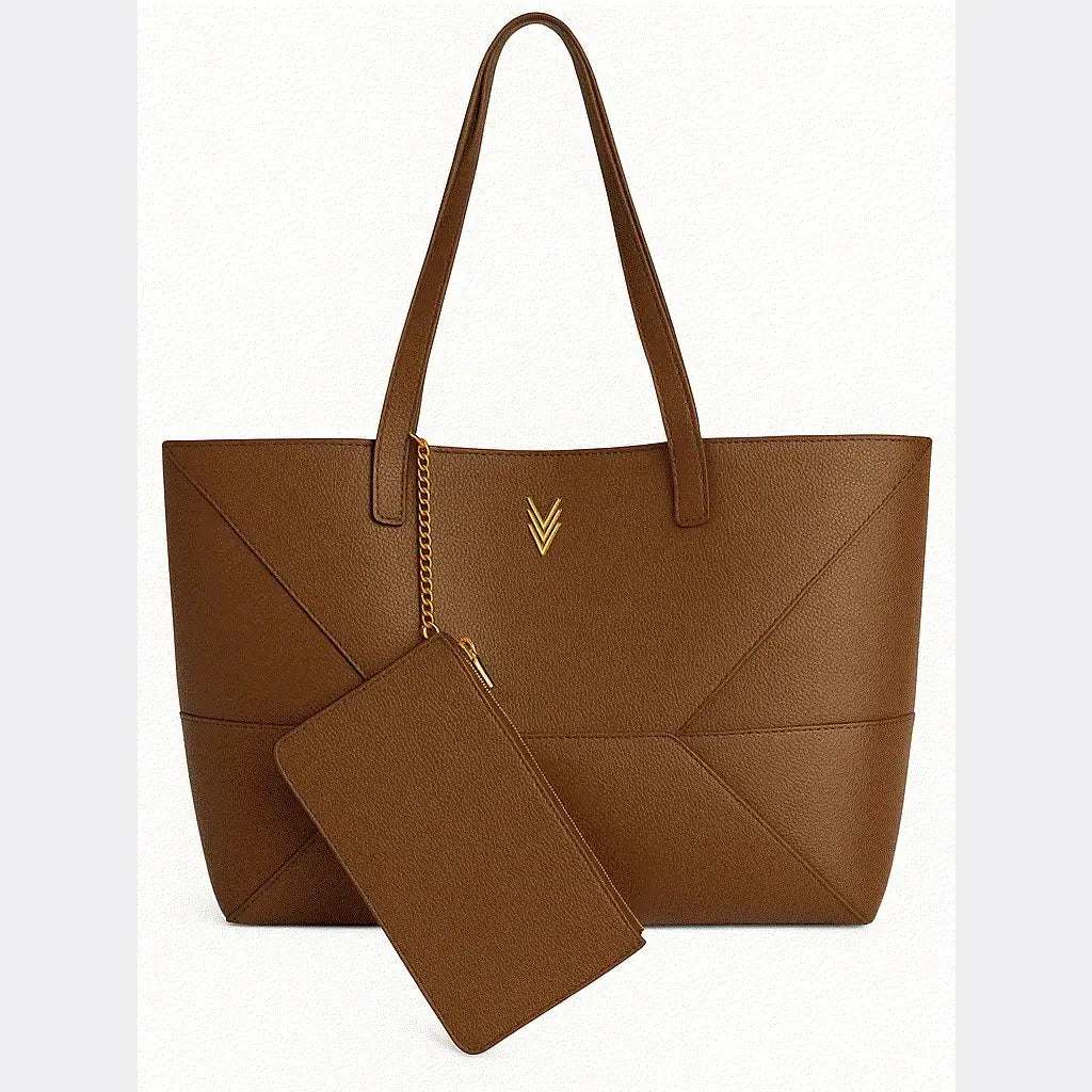 Collapsible Vegan Leather Tote with Sleek Design Sascha - VAGOSHOPS