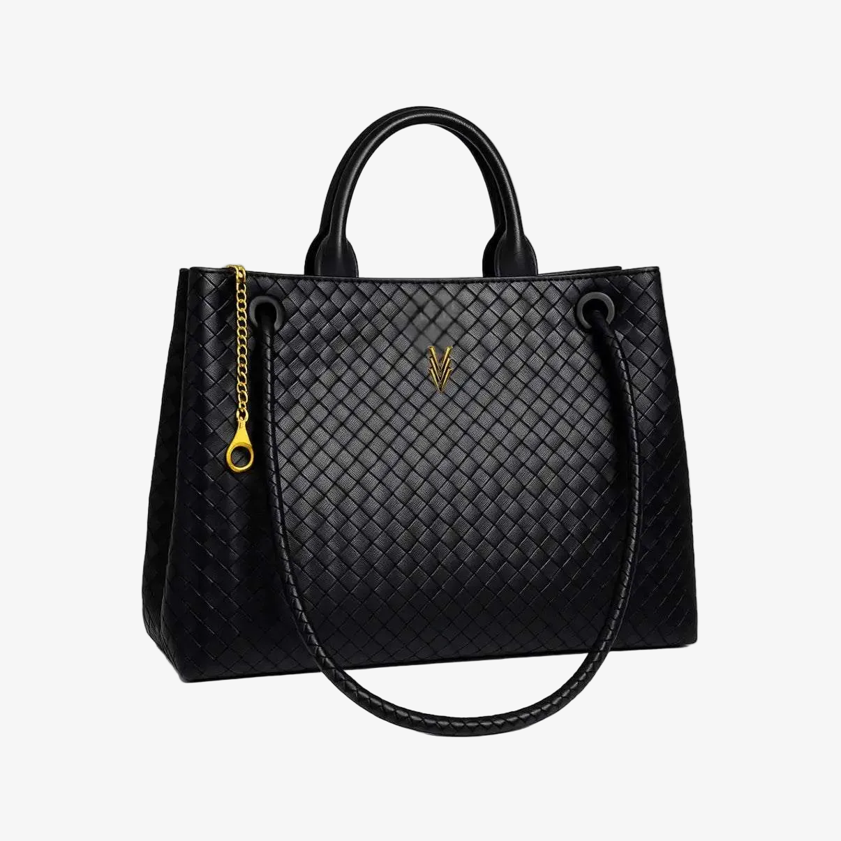 Dual Strap Woven Vegan Leather Tote. Emma Large Capacity Work Tote - VAGOSHOPS