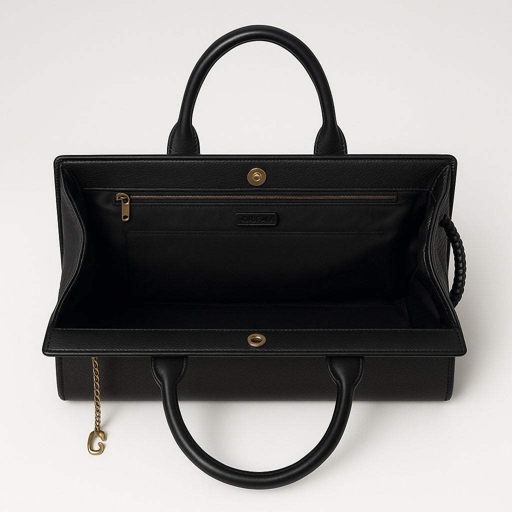 Dual Strap Woven Vegan Leather Tote. Emma Large Capacity Work Tote - VAGOSHOPS