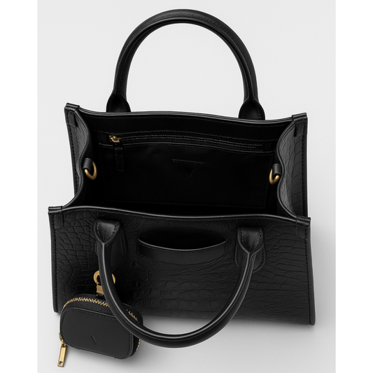 Embossed Small Vegan Crossbody Purse with Dual Strap and Logo - VAGOSHOPS