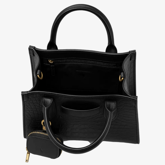 Embossed Small Vegan Crossbody Purse with Dual Strap and Logo - VAGOSHOPS