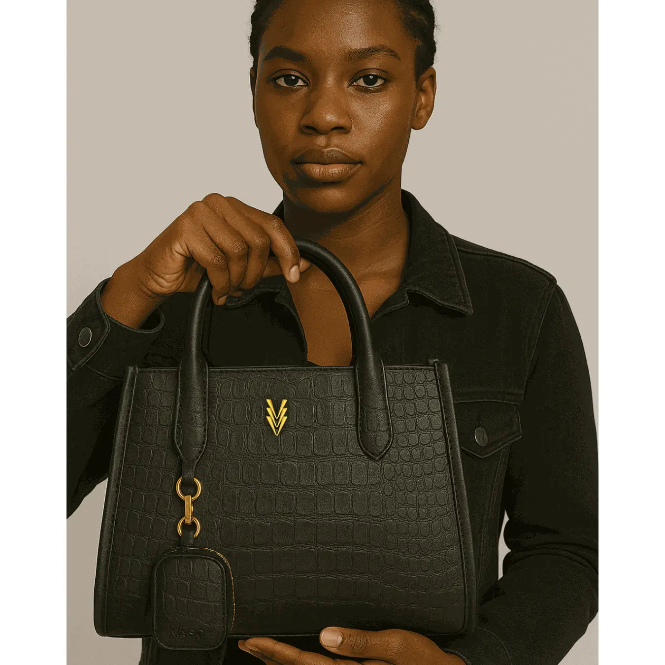 Embossed Small Vegan Crossbody Purse with Dual Strap and Logo - VAGOSHOPS