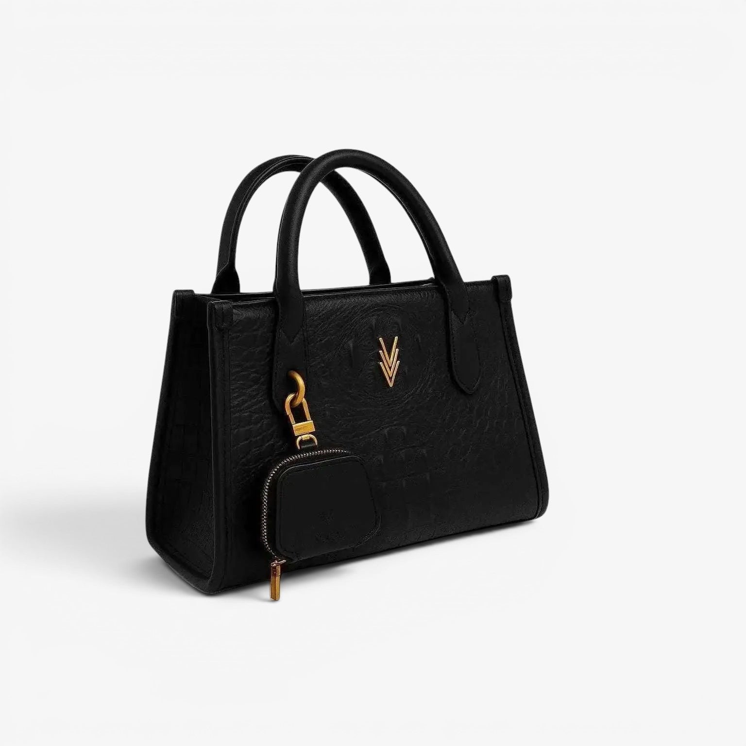 Embossed Small Vegan Crossbody Purse with Dual Strap and Logo - VAGOSHOPS