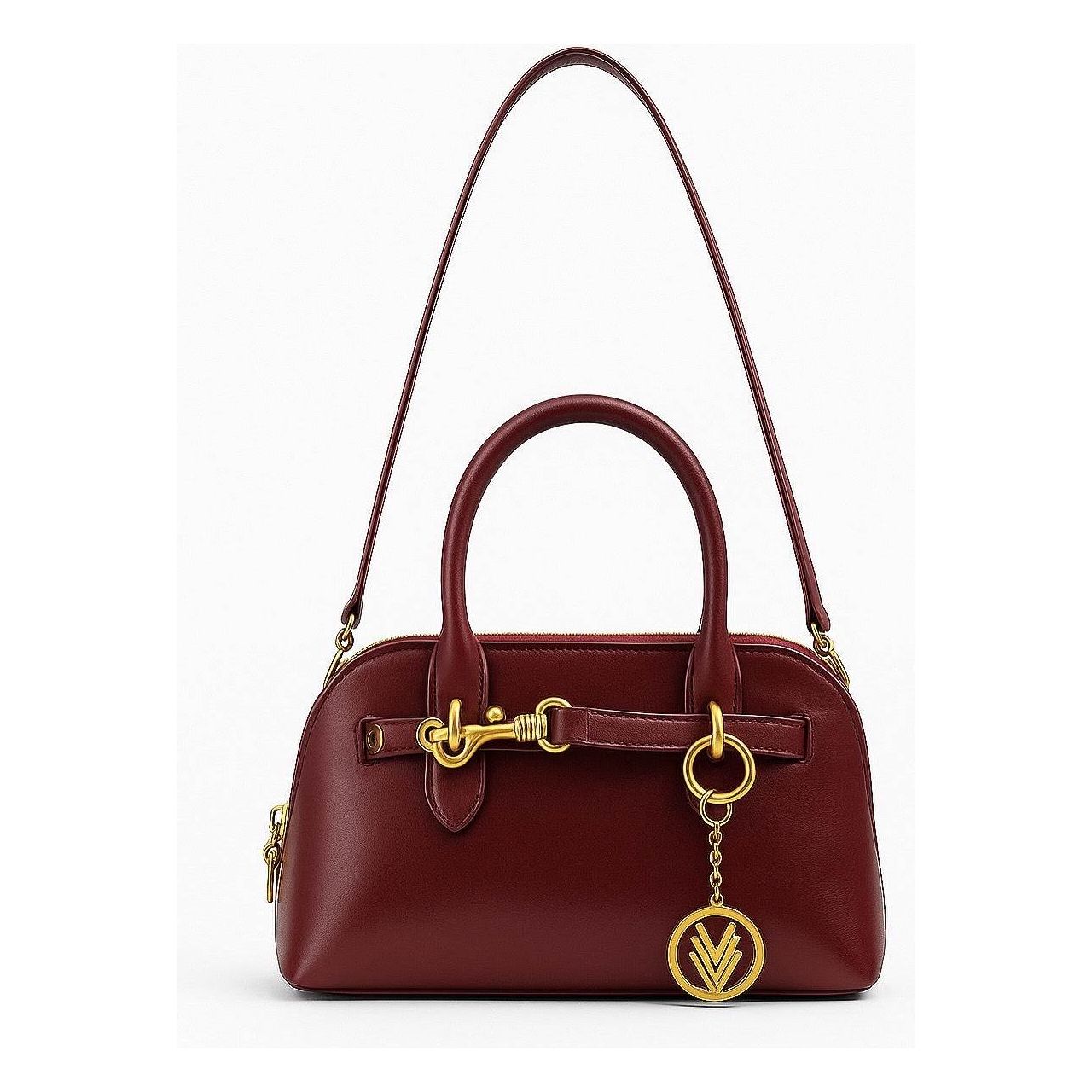 Freya Leather Purse with Iconic Three V Charm and Adjustable Strap - VAGOSHOPS