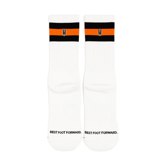 Half Stripe Athletic Cotton Socks with Arch Support and logo