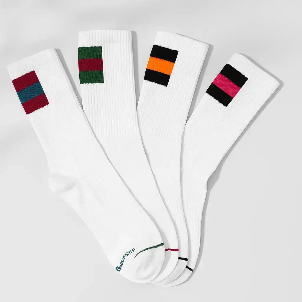 Half Stripe Athletic Cotton Socks with Arch Support and logo