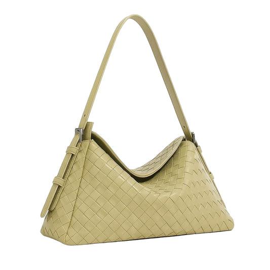 Leather Woven Purse with Adjustable Strap and Woven Pattern - VAGOSHOPS