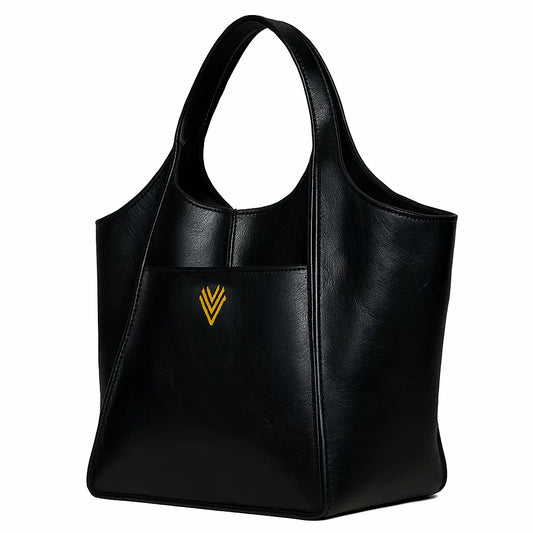 Vegan Leather Oversized Tote with Inside Pockets - VAGOSHOPS
