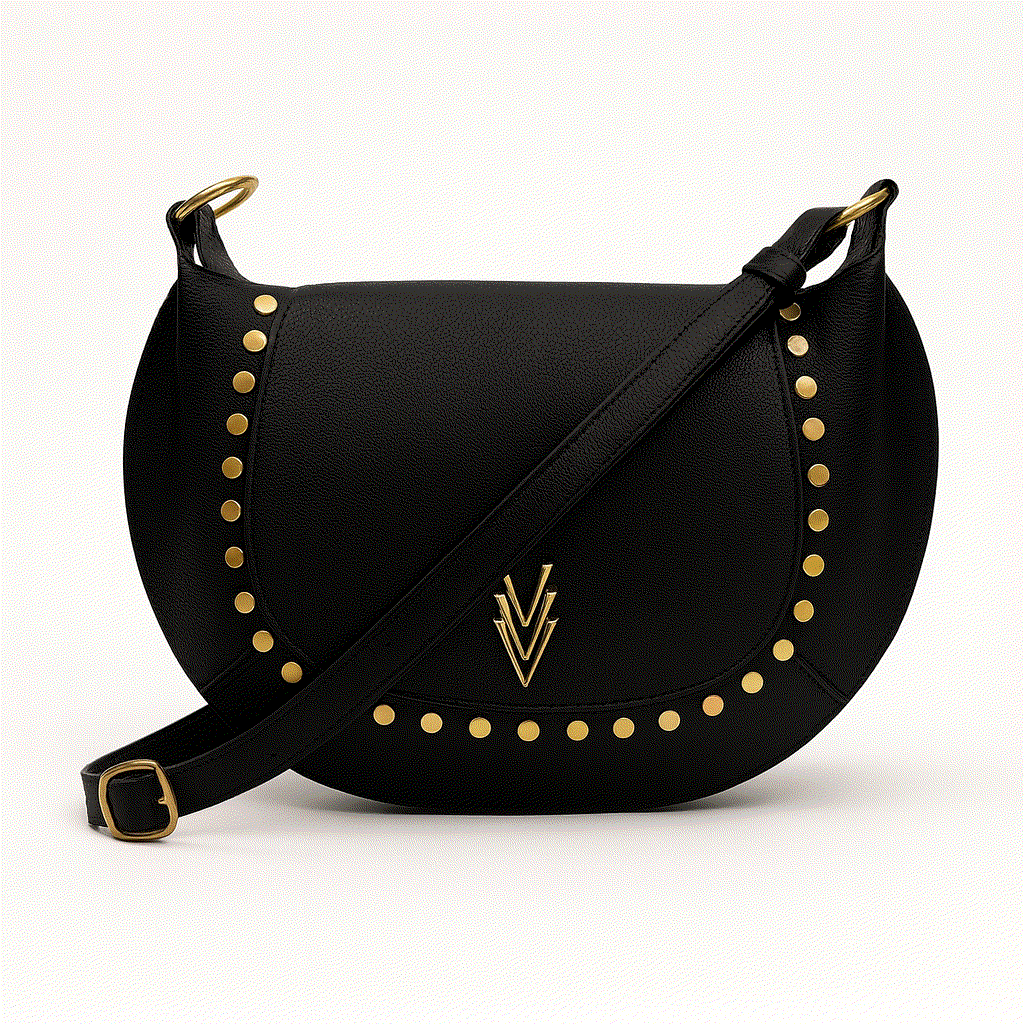 Didi Half Moon Purse with Studs and Adjustable Straps