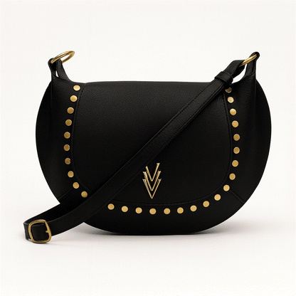 Didi Half Moon Purse with Studs and Adjustable Straps