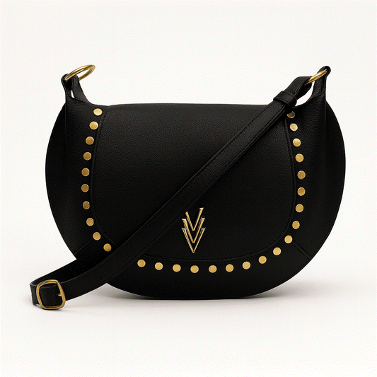 Didi Half Moon Purse with Studs and Adjustable Straps