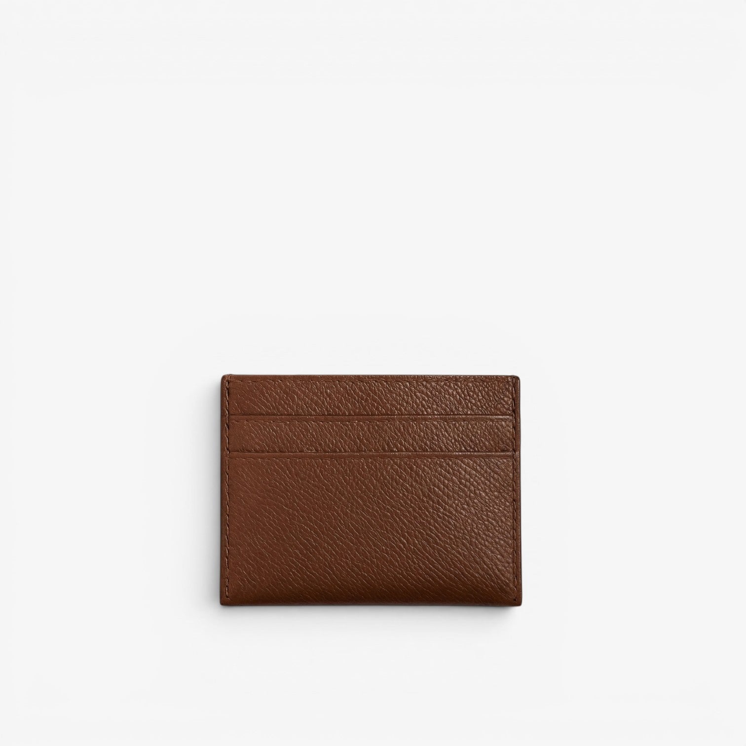 Brown leather cardholder on a light gray background