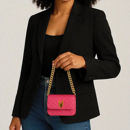 Model holding
 mia tiny purse