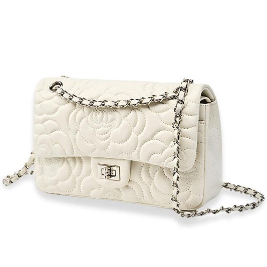 Chiara Quilted Bag with Silver Chain and Inside Pockets