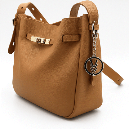 Asli bucket Purse 100% leather with Inside Pouch and Iconic Charm - VAGOSHOPS