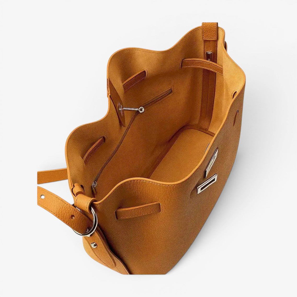 Asli bucket Purse 100% leather with Inside Pouch and Iconic Charm - VAGOSHOPS