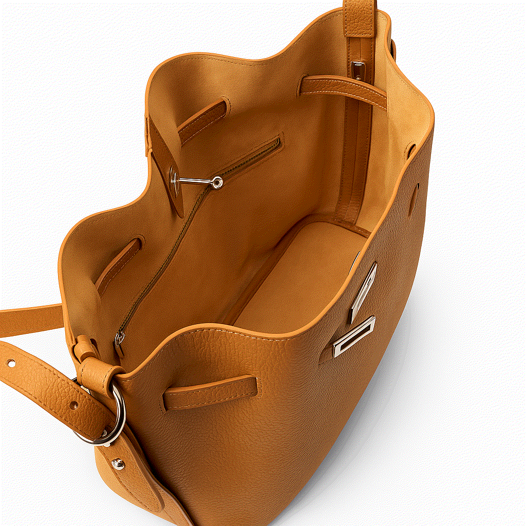 Asli bucket Purse 100% leather with Inside Pouch and Iconic Charm - VAGOSHOPS