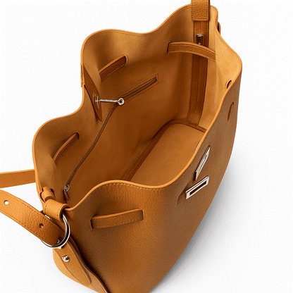 Asli bucket Purse 100% leather with Inside Pouch and Iconic Charm - VAGOSHOPS