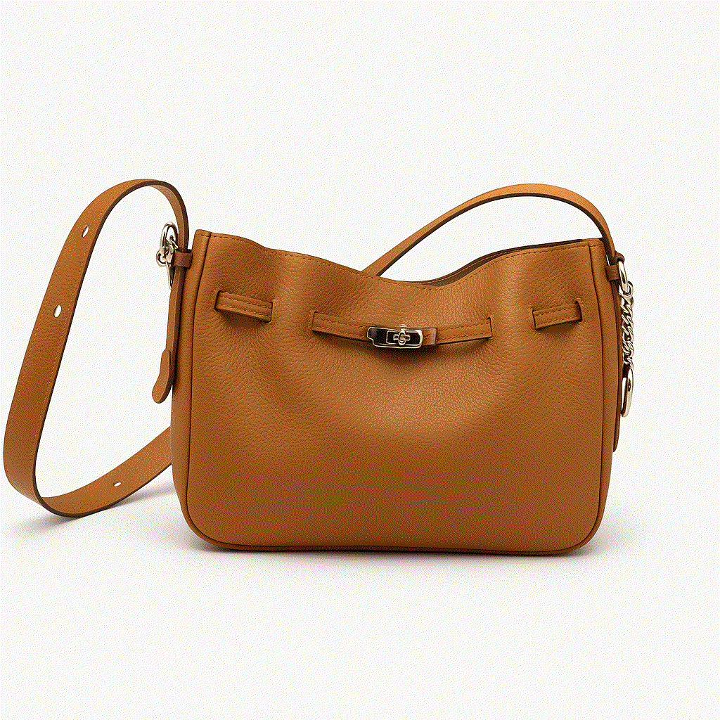 Asli bucket Purse 100% leather with Inside Pouch and Iconic Charm - VAGOSHOPS