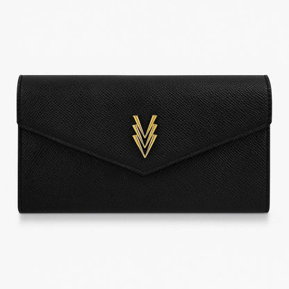 Bi-Fold Wallet Black with Multiple Compartments and Logo