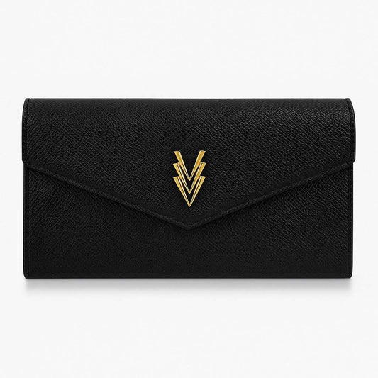 Bi-Fold Wallet Black with Multiple Compartments and Logo