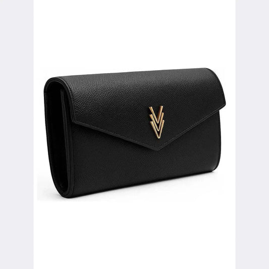 Bi-Fold Wallet Black with Multiple Compartments and Logo