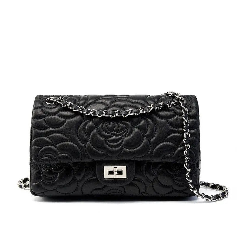 Chiara Quilted Bag with Silver Chain and Inside Pockets VAGOSHOPS