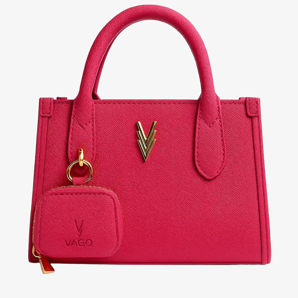 Brooke Small Purse Vibrant pink Vegan Leather Handbag - VAGOSHOPS