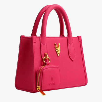 Brooke Small Purse Vibrant pink Vegan Leather Handbag - VAGOSHOPS