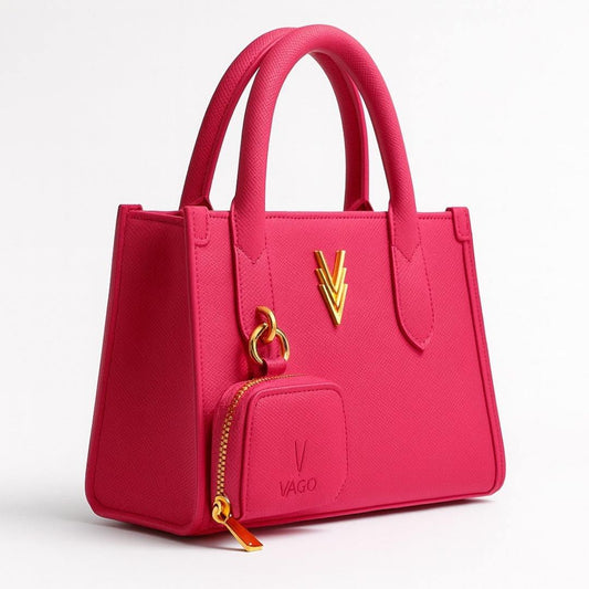 Brooke Small Purse Vibrant pink Vegan Leather Handbag - VAGOSHOPS