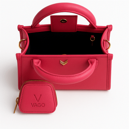 Brooke Small Purse Vibrant pink Vegan Leather Handbag - VAGOSHOPS
