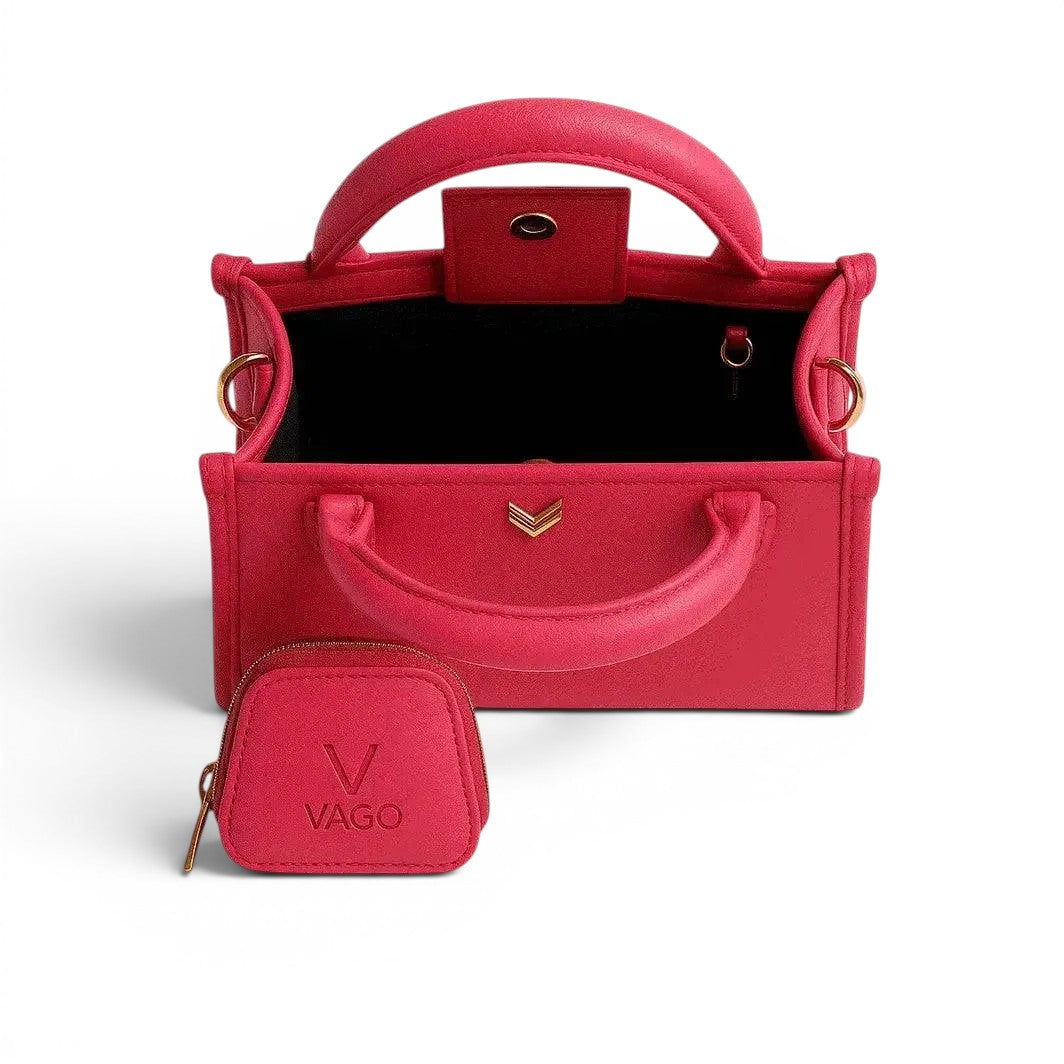 Brooke Small Purse Vibrant pink Vegan Leather Handbag - VAGOSHOPS