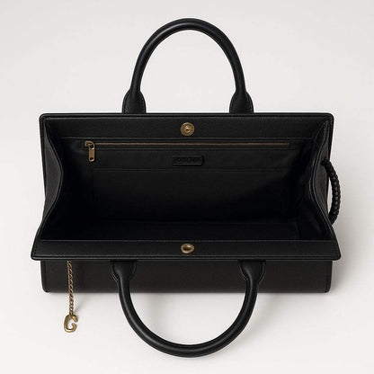 Dual Strap Woven Vegan Leather Tote. Emma Large Capacity Work Tote - VAGOSHOPS