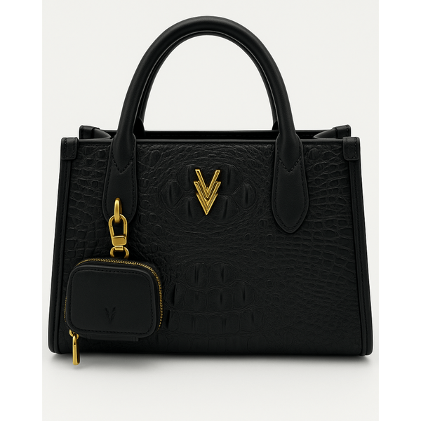 Embossed Small Vegan Crossbody Purse with Dual Strap and Logo - VAGOSHOPS