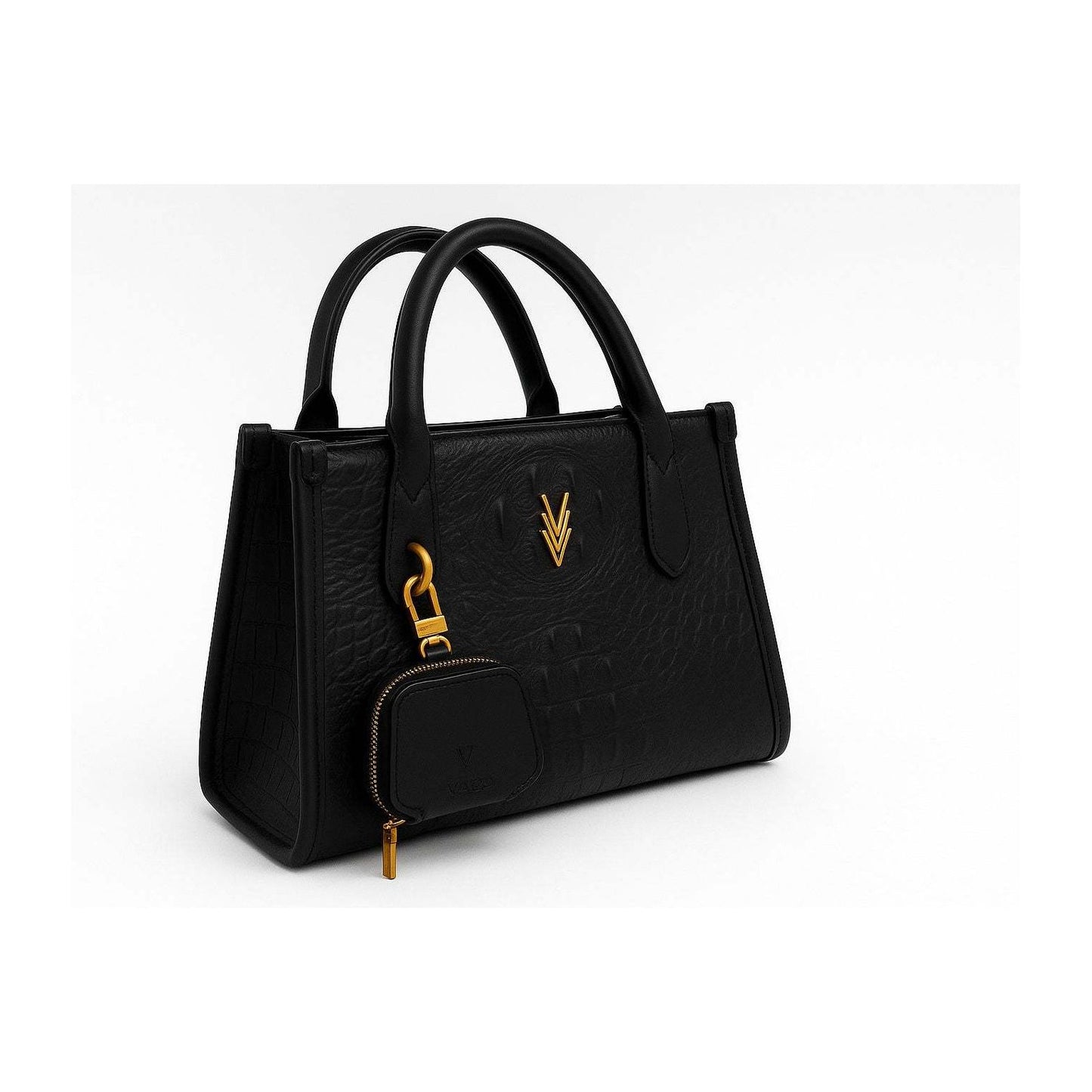 Embossed Small Vegan Crossbody Purse with Dual Strap and Logo - VAGOSHOPS