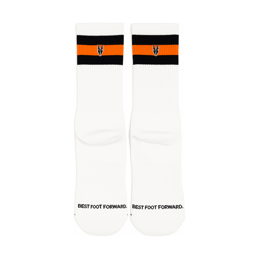 Half Stripe Athletic Cotton Socks with Arch Support and logo