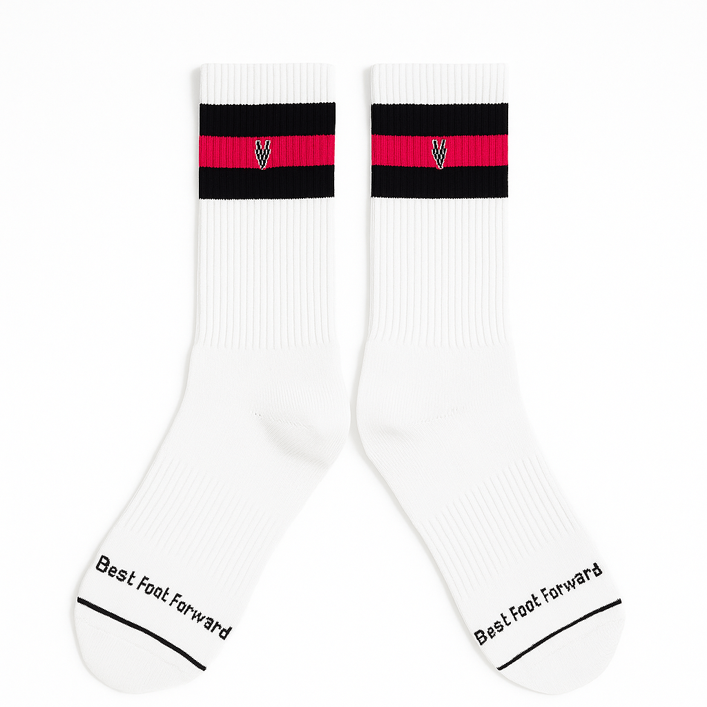 Half Stripe Athletic Sock with Arch Support and Logo - VAGOSHOPS