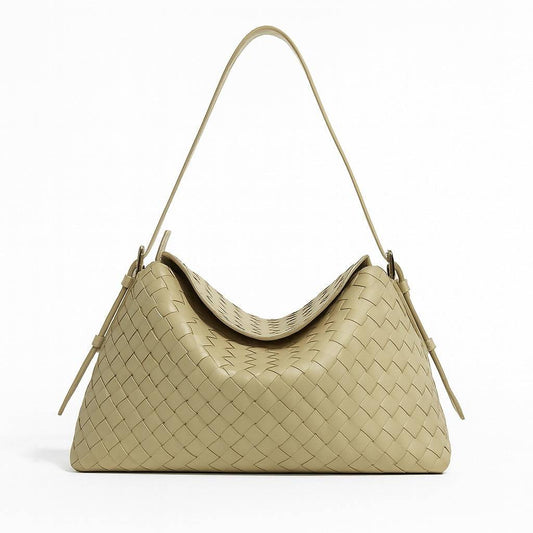 Leather Woven Purse with Adjustable Strap and Woven Pattern - VAGOSHOPS