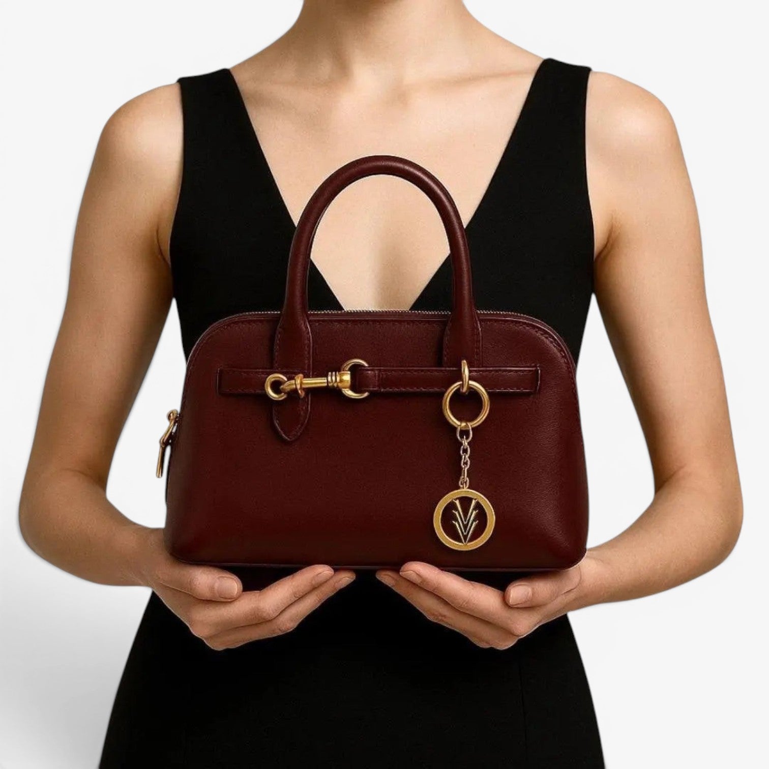 model holding the purse