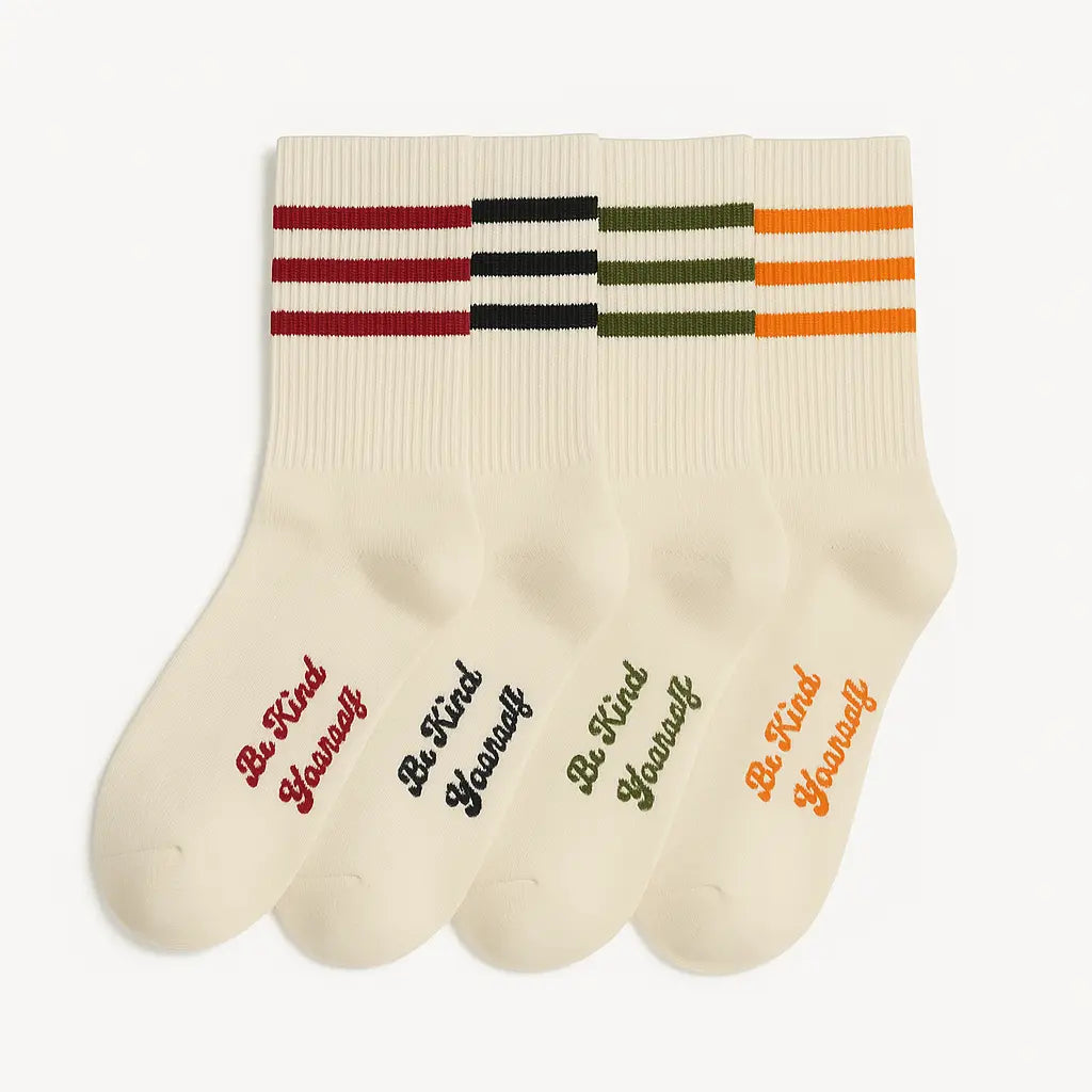 Pack of 4 Socks with Retro Timeless Stripes 100 Cotton - VAGOSHOPS