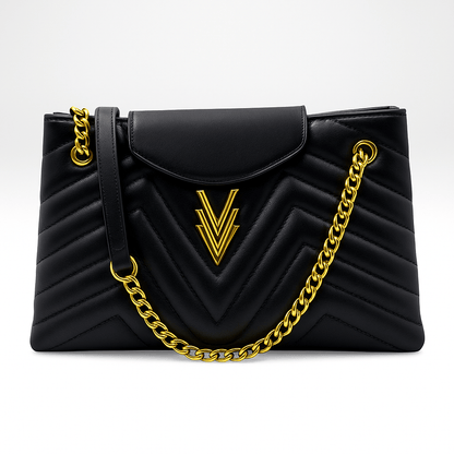 Tilly Medium Quilted Purse Black made from Vegan Leather - VAGOSHOPS